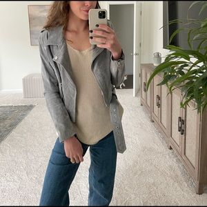Gray suede Moto jacket by Blank NYC
